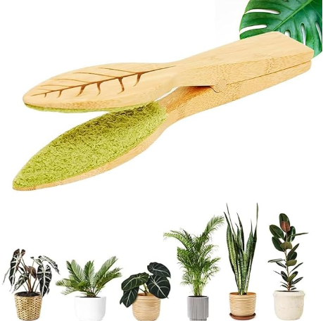 25 cm Generic Leaf Cleaning Tongs, House Plant Leaf Cleaning Tongs, Plant leaf Lint cleaner, Leaf-Shaped Cleaning Tongs,Cleans Both Sides of Leaves.
