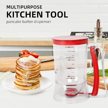 800 ML Batter separator Cupcakes Pancakes Cookie Cake Waffles Batter Dispenser cookie separator batter Cream Speratator Cup Measuring Baking Tools (red).