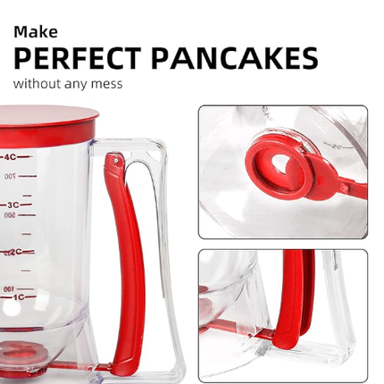 800 ML Batter separator Cupcakes Pancakes Cookie Cake Waffles Batter Dispenser cookie separator batter Cream Speratator Cup Measuring Baking Tools (red).
