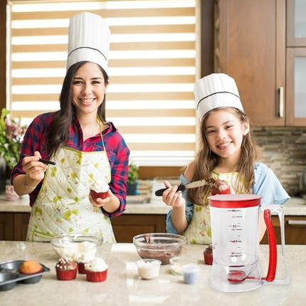 800 ML Batter separator Cupcakes Pancakes Cookie Cake Waffles Batter Dispenser cookie separator batter Cream Speratator Cup Measuring Baking Tools (red).