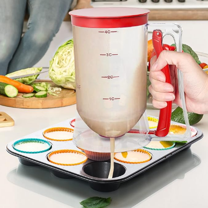800 ML Batter separator Cupcakes Pancakes Cookie Cake Waffles Batter Dispenser cookie separator batter Cream Speratator Cup Measuring Baking Tools (red).