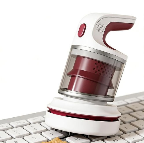 Desk Vacuum Cleaner, Type-c Rechargeable Mini Vacuum Cleaner - Cordless Desk with Flat Nozzle & Brush Attachment | for Keyboard Crumbs, Pet Hair, Paper Scraps （purple）.