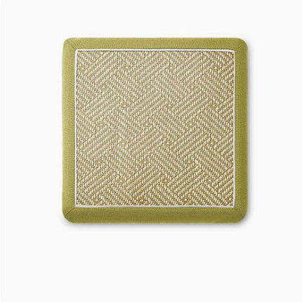 Square bar stool cushion with ties, breathable and non-slip square chair pad, 28*28*3.5 cm memory foam children's stool cushion (Green Mood (Rattan texture)).