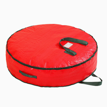 Christmas Wreath Storage Container 30 Inch - Wreath Bag for Artificial Wreaths Box - Dual Zippered Wreaths Storage Bag with Strong Durable Handles - Red.