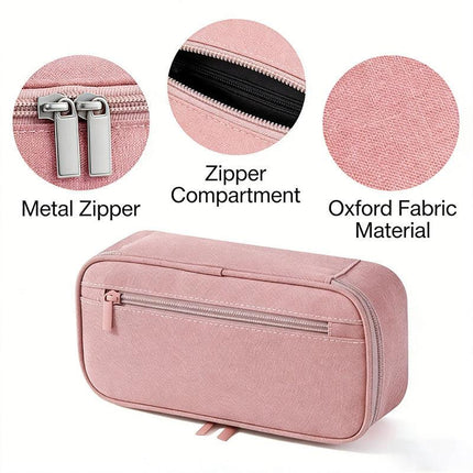 Pencil Case Pen Bag, Two Layers Big Capacity Pencil Pouch Pen Organizer Durable Stationery Holder for Marker Organization School Supplies Office Storage Desk Organizing –Pink.