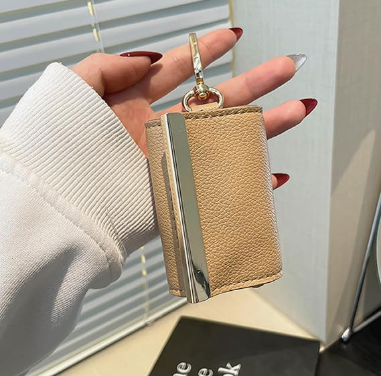 Keychain Tote Bag Compact & Expandable for On the Go, Foldable Tote Bag with Key Ring for Daily Errands - Khaki.