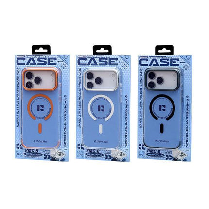 A phone case for iPhone 17 Pro Max with a stand and camera control cover, MagSafe compatible, shockproof magnetic case, and scratch-resistant (orange)..