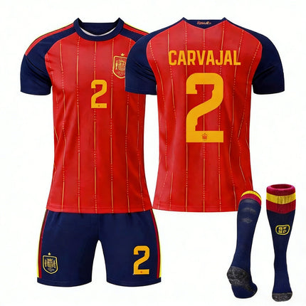 2026 FIFA World Cup Spain Home Red Soccer Jersey #10 Yamal #2 Carvajal #16 Rodri #20 Pedri #17 Nico Williams #19 Olmo #4 Cubarsí Football Shirt Fan Edition Children /Adult Sizes Fast Shipping(Rodri + SizeXS).