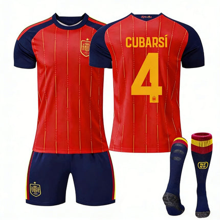2026 FIFA World Cup Spain Home Red Soccer Jersey #10 Yamal #2 Carvajal #16 Rodri #20 Pedri #17 Nico Williams #19 Olmo #4 Cubarsí Football Shirt Fan Edition Children /Adult Sizes Fast Shipping(Rodri + SizeXS).