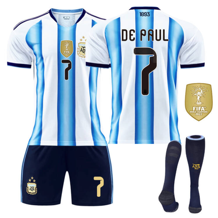2026 FIFA World Cup Argentina Home Jersey #10 Messi #9 Alvarez #22 Martinez #20 Enzo Football Shirt Fan Edition Children/Adult Sizes 16-XXL(Messi + Size28).