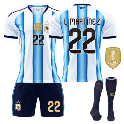 2026 FIFA World Cup Argentina Home Jersey #10 Messi #9 Alvarez #22 Martinez #20 Enzo Football Shirt Fan Edition Children/Adult Sizes 16-XXL(Messi + Size28).