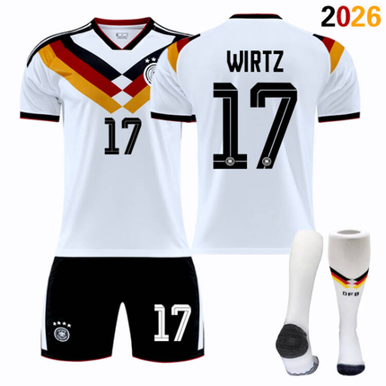 2026 FIFA World Cup Germany Home Football Jersey #Manuel Neuer #Joshua Kimmich, #Kai Havertz, #Toni Kroos, #Jamal Musiala, #Nick Woltemade, #Thomas Müller, #Florian Wirtz, #Leroy Sané Fan Version Football Jersey Children/Adult Sizes Breathable Fabric(Lero.