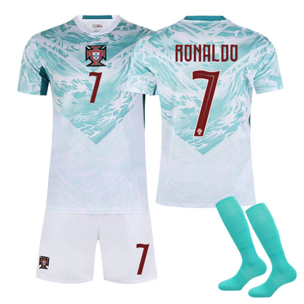 2026 FIFA World Cup Portugal Away Jersey – #7 Ronaldo, #8 Bruno Fernandes, #10 Bernardo Silva, #17 Rafael Leão, #21 Diogo Jota, #23 Vitinha, Children/Adult Sizes, Breathable Fabric(Cristiano Ronaldo + SizeS)