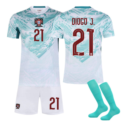 2026 FIFA World Cup Portugal Away Jersey – #7 Ronaldo, #8 Bruno Fernandes, #10 Bernardo Silva, #17 Rafael Leão, #21 Diogo Jota, #23 Vitinha, Children/Adult Sizes, Breathable Fabric(Diogo Jota + Size28)