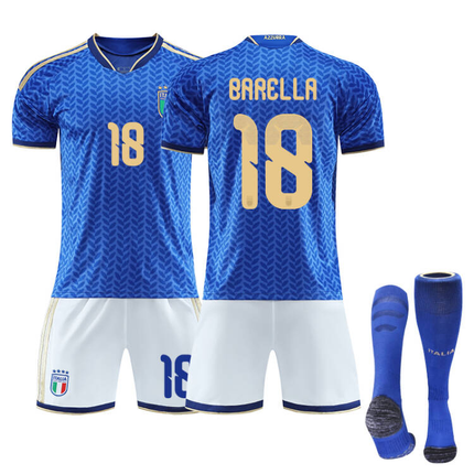 2026 FIFA World Cup Italy Home Jersey – #1 DONNARUMMA, #3 DIMARCO, #8 TONALI, #10 R.BAGGIO, #14 CHIESA, #18 BARELLA, Children/Adult Sizes, Breathable Fabric(BARELLA + SizeXXXL)
