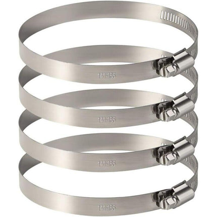 4 pcs Stainless Steel Hose Clamps - Adjustable For Fixing Flexible Hoses (141Mm-165Mm).