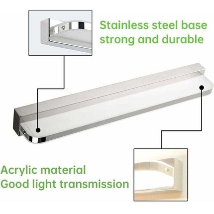 LED Mirror Light 7W 42Cm Cool White, Bathroom Mirror Light Ip44 Waterproof 6000K 600Lm, Acrylic Modern LED Wall Lamp.