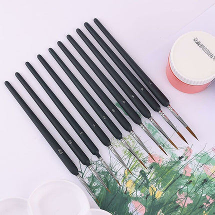 10 pcs Detail Acrylic Paint Brushes - Fine Paint Brush, Figurine Brush, Model Brush, Watercolor Brush, Ideal For Fine.