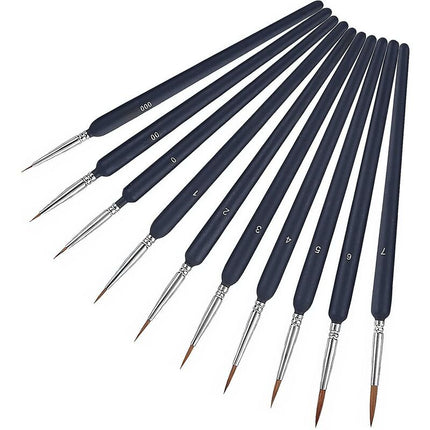 10 pcs Detail Acrylic Paint Brushes - Fine Paint Brush, Figurine Brush, Model Brush, Watercolor Brush, Ideal For Fine.