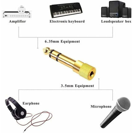 6.35Mm Male To 3.5Mm Female Jack Adapter, Headphone Audio Jack For Audio Mixer/Electric Piano/Keyboard.