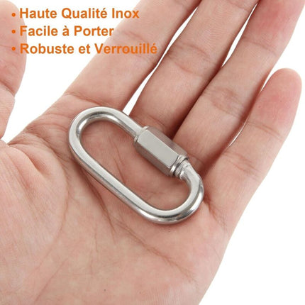 16 pcs M5 Stainless Steel Quick Link 304 D Shape Locking Carabiners, Mini Screw Carabiner For Hiking, Camping, Outdoor.