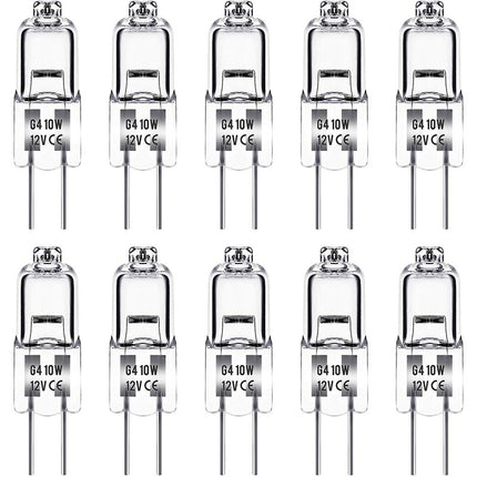 G4 Halogen Bulb, G4 12V 10W Bulb, Warm White 3000K, 150Lm, Dimmable, G4 Halogen Lamp, Clear Capsule Lamp, Pack Of 10.