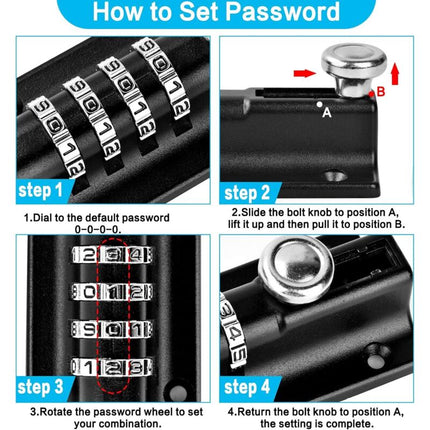 Combination Lock Latch 4 Digit Combination Lock Mechanical Code Door Lock Keyless Lock Slide Tamper Proof Door Lock For.