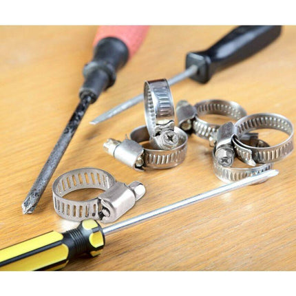 12 pcs Adjustable Stainless Steel Hose Clamp Pipe Clips Fastener (9-16Mm).