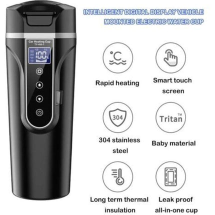 Car Kettle, 12V/24V Car Electric Kettle Heated Water Cup For Car/Truck/Travel, Portable Car Electric Kettle With Lcd.