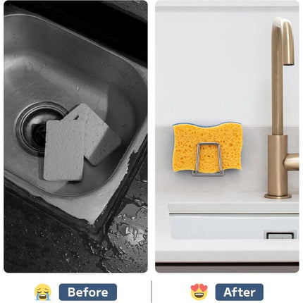 Sponge Holder - 304 Stainless Steel Dish Sponge Hook, Adhesive - Sink Accessories - Adhesive Hook, Kitchen And Bathroom.