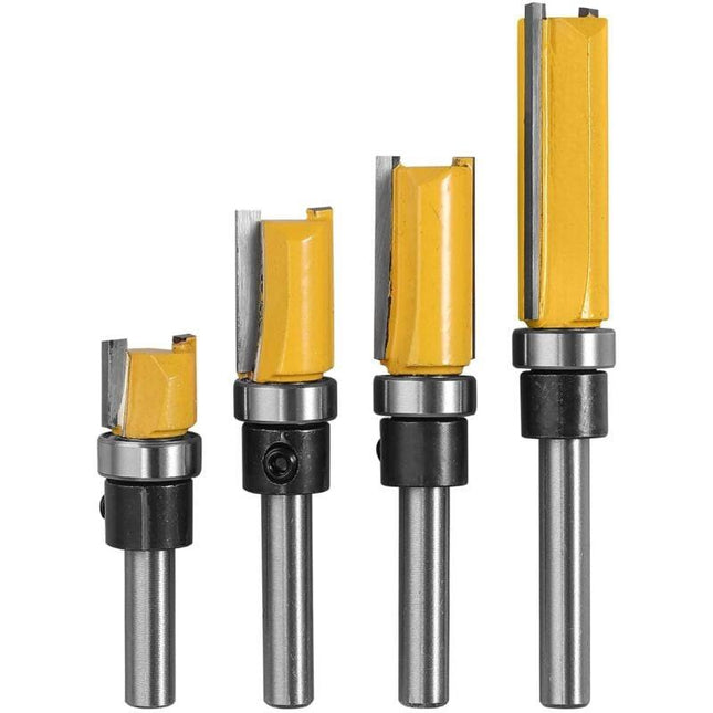 4 pcs 1/4" Wood ROuter Bit Copy Cutter (4 Sizes) High Quality Alloy Steel Blade 10Mm, 20Mm, 25Mm, 38Mm For Solid Wood,.