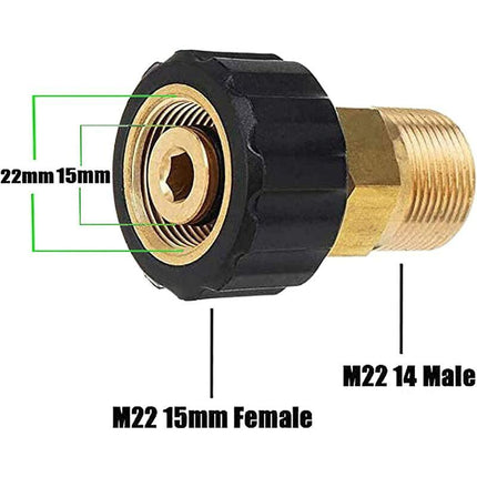 Pressure Washer Connector, M22 X 15Mm Female Thread To M22 X 14Mm Male Thread Quick Connect Pressure Washer Adapter.
