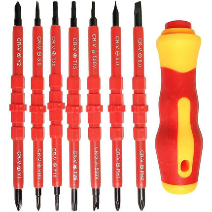 7 pcs Insulated Electrical Screwdriver Set Multifunctional 14 In 1 Interchangeable Alloy Electrician Repair Tool Kit.