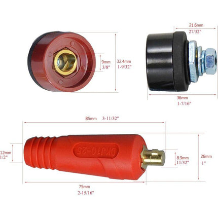4 pcs Solder Cable Panel Connector Plug Kit 200Amp Quick Connect Socket (Dkj10-25 & Dkz10-25).