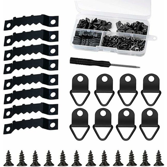 251 Pieces Picture Frame Hangers Picture Hanging Kit Photo Frame Hangers With Storage Box And 150 Screws Black.