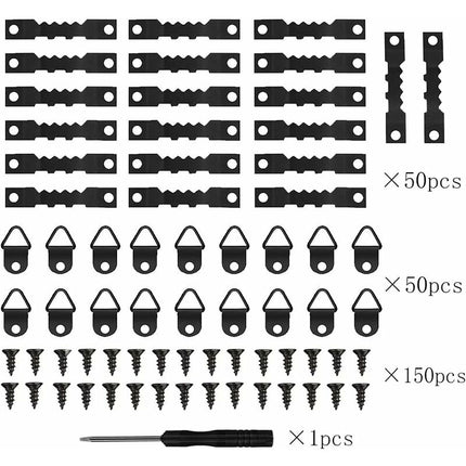 251 Pieces Picture Frame Hangers Picture Hanging Kit Photo Frame Hangers With Storage Box And 150 Screws Black.