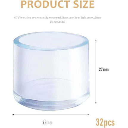 32 pcs 25Mm Clear Plastic ROund Chair Leg Caps Fit For ROund Table And Chair Legs With Diameter 25-27Mm.