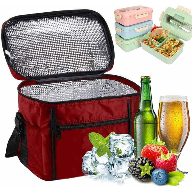Insulated Lunch Bag 10L Cooler Bag Lunch Bag For Work School Beach Picnic Red.