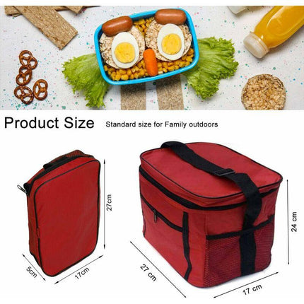 Insulated Lunch Bag 10L Cooler Bag Lunch Bag For Work School Beach Picnic Red.