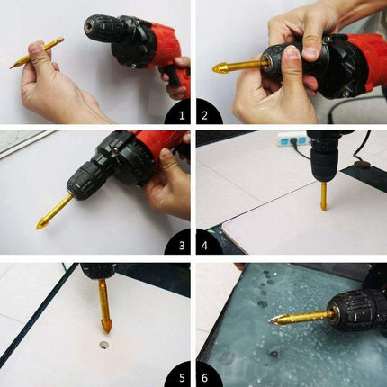Tungsten Steel Glass Ceramic Tile Crystal Drill Bits With Hex Shank Titanium Coated 3Mm 4Mm 5Mm 6Mm 8Mm 10Mm 6 Pack.