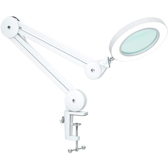 Magnifying Lamp, Work Light - With 105Mm 5 Diopter Glass Lens, Metal Clamp, Swivel Arm, 3 Color Mode Dimmable Lights 16.