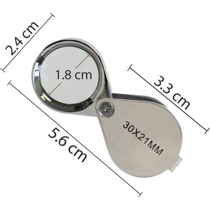 Jeweler Loupe - Magnifying Glass Loupe 30 X 21 Mm Jewelry Antiques Eyepiece Lens - 30X Pocket Loupe - Foldable Glass -.