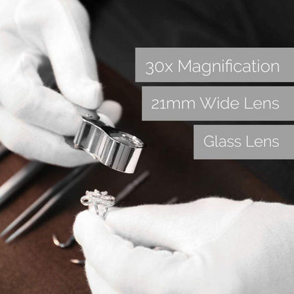 Jeweler Loupe - Magnifying Glass Loupe 30 X 21 Mm Jewelry Antiques Eyepiece Lens - 30X Pocket Loupe - Foldable Glass -.