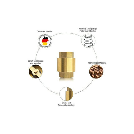 1 Inch Brass Check Valve High Quality Heavy Duty Rustproof Leakproof For Pump, Fountain, Washing Machine, Garden, Rain.
