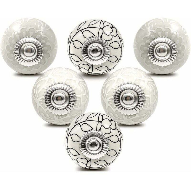 Porcelain Furniture Knob Ceramic Dresser Handle Vintage Door Knobs For Cupboard Drawer (6 Pieces).