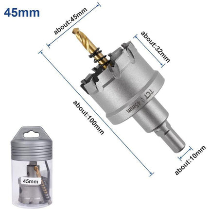 Bi-Metal Hole Saw, 45Mm Industrial Grade Stainless Steel Tct Carbide, High Speed Steel Metal Alloy Hole Saw For Metal,.