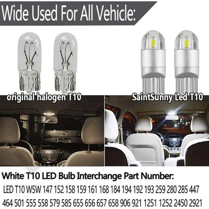 T10 W5W LED Side Marker Light 12V 6000K White 168 194 LED Turn Signal Light For Car Motorcycle License Plate Light Bulb.
