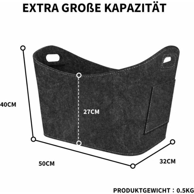 Firewood Basket, Felt Log Basket, Foldable Felt Log Basket, Fireplace Wood Bag For Wood, Newspapers, Firewood,.
