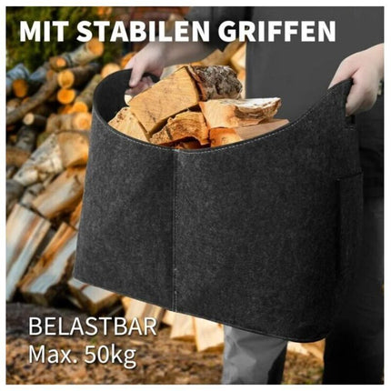 Firewood Basket, Felt Log Basket, Foldable Felt Log Basket, Fireplace Wood Bag For Wood, Newspapers, Firewood,.