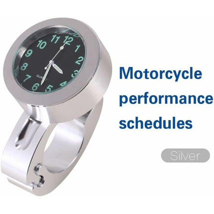 Motorcycle Handlebar Clock, Silver Motorcycle Waterproof Handlebar Glow Mount Clock Watch For Most Motorcycle Cruiser.